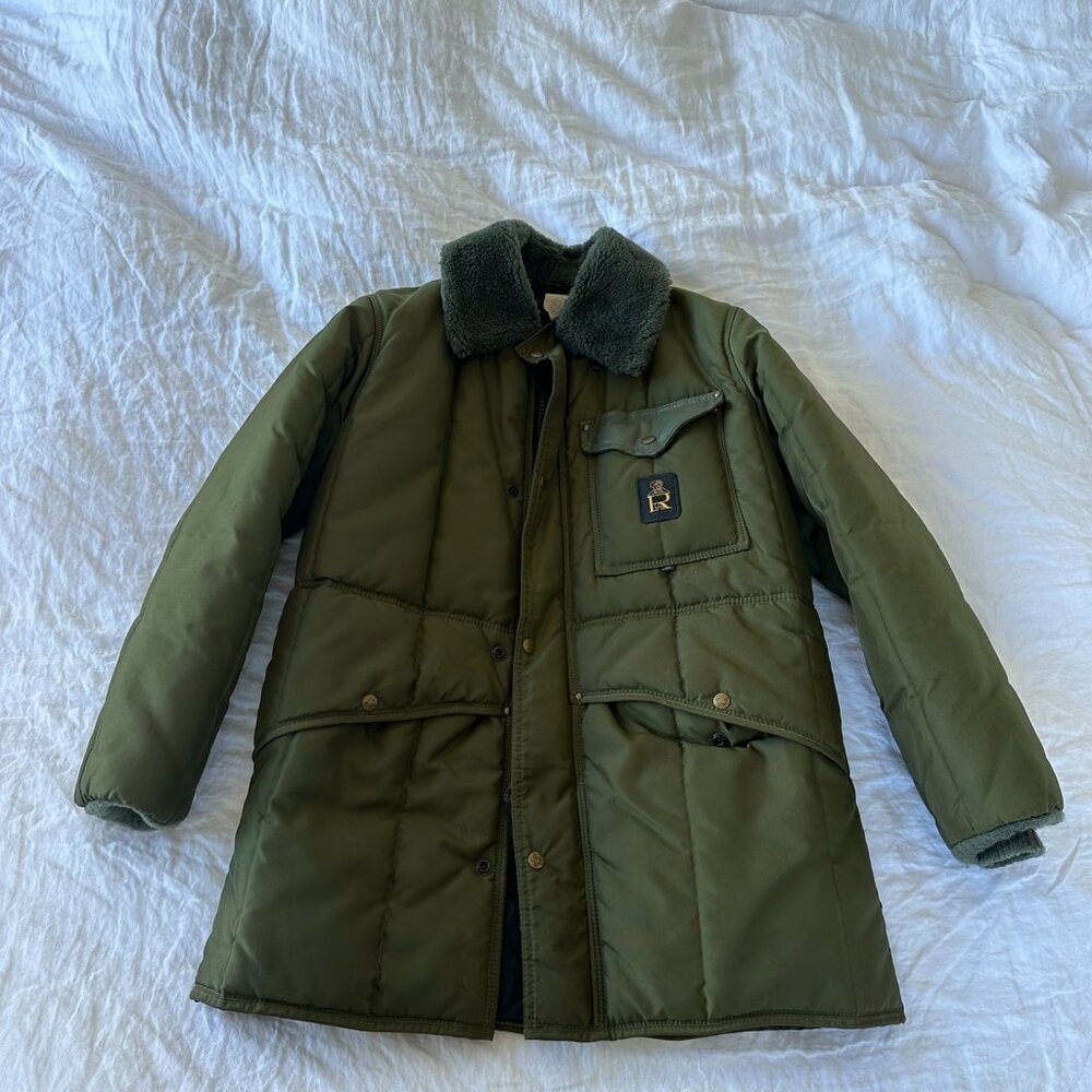 GREEN MOTO ARMY PARKA SHEARLING JACKET